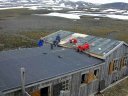 Flott Bilde av B-delens tak mot C-delen. Hjrdis, Petter og Arne K