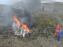 Brenning av rask - ballonghuset i bakgrunnen - retning Libergsletta